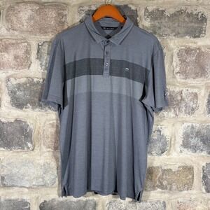 Travis Mathew Men's Gray Striped Short Sleeve Golf Polo Shirt‎ XL Neutral